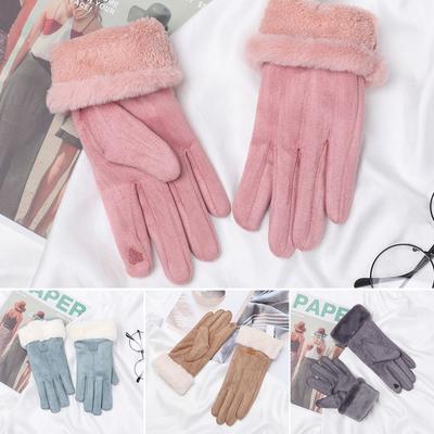 Gloves Outdoor Sport Autumn Winter Full Finger Mittens Thick Plush Furry Warm Mitts Women Gloves