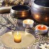Round Copper Wizard Decorative Tray Holder Metal Tarot Tray Altar Candlestick Storage Centerpiece Plate Table Decor