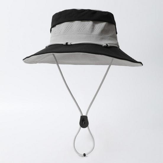Hat Adjustable Size Waterproof Outdoor Sun Protection Hat with Windproof Buckle Patchwork