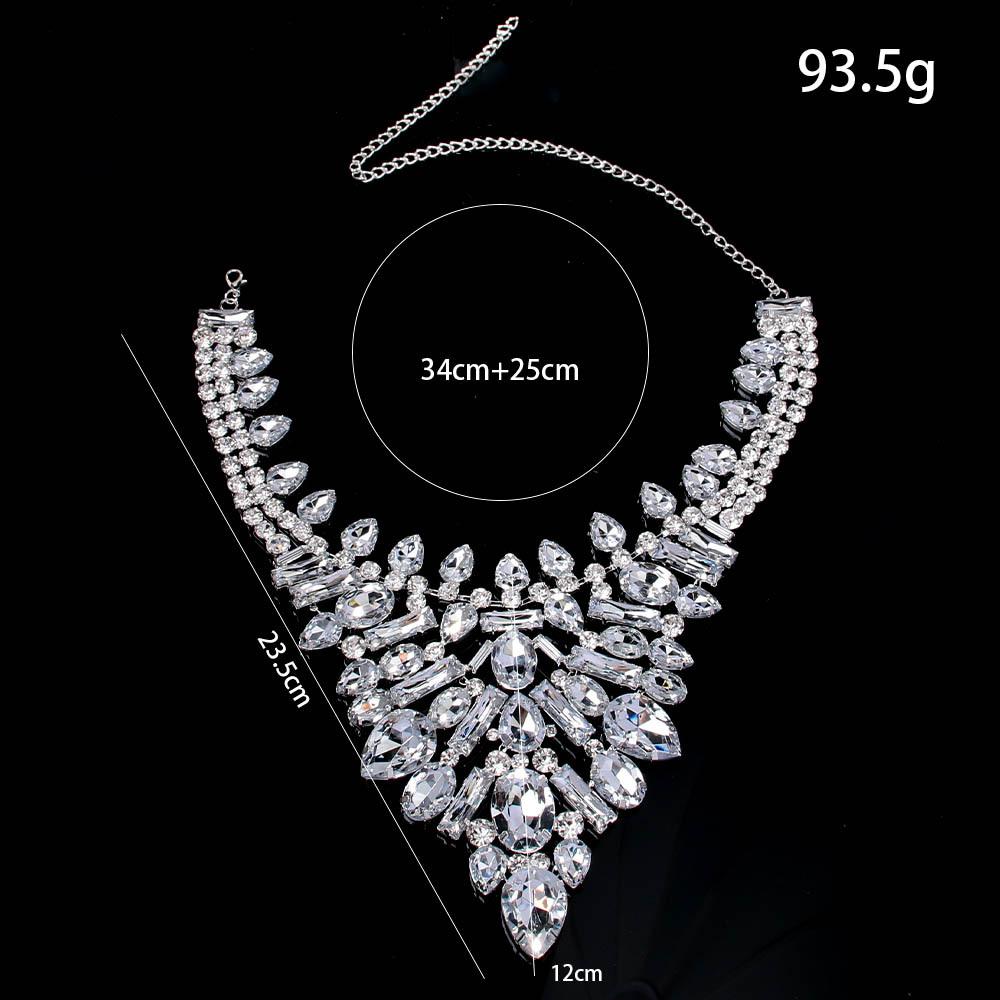 

Европейское и американское роскошное геометрическое ожерелье, преувеличенная цепочка на ключицу со стразами, ретро банкетные аксессуары, женское ожерелье серебряный