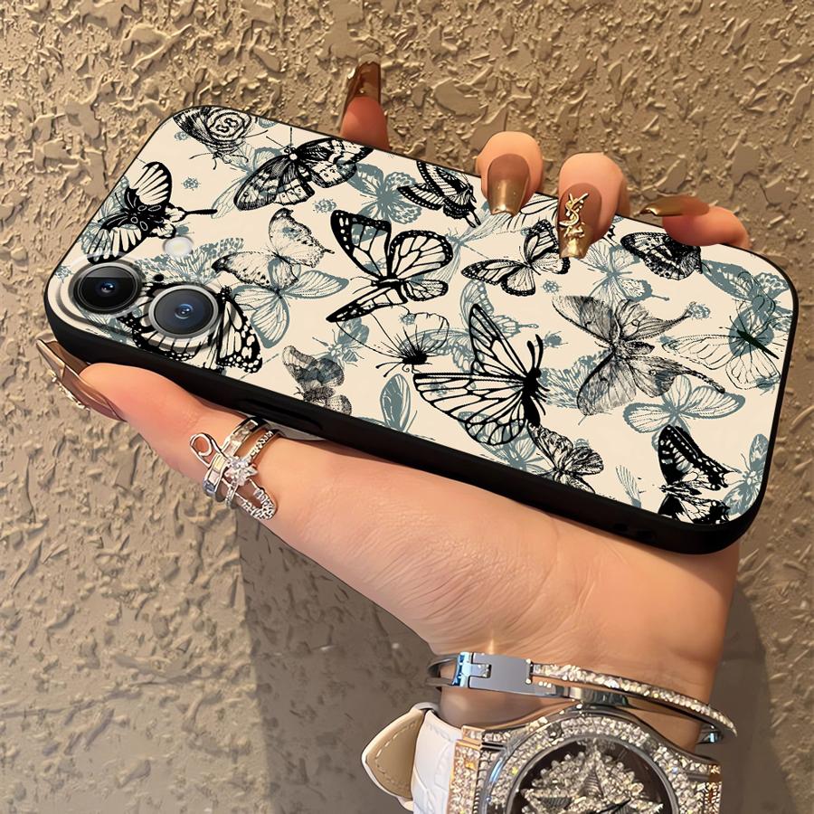 Case for Apple iPhone 17 Pro Max 12 11 16 14 13 XR XS MAX Air 15 Pro 7 8 Funda Phone Cover Retro Butterfly Flower