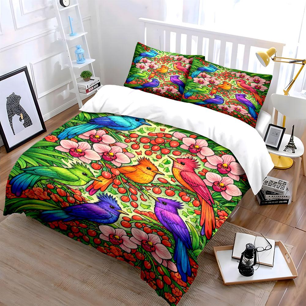 Vivid tropical bird paradise Bedding sets Duvet cover sets Duvet covers Pillowcases(1*Duvet Cover 2*Pillowcases without duvet insert)