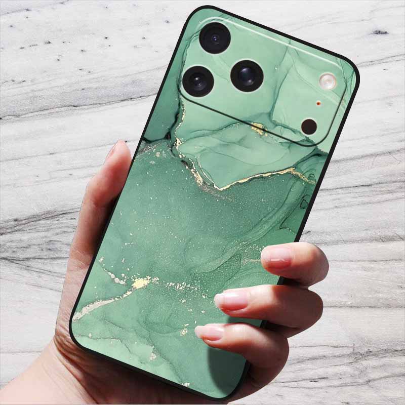Marble Case For iPhone 16 Pro Max Black Edge Cover For iPhone17 Air 16e iPhone16 Plus Luxury Silicone Phone Cases Soft TPU Bag