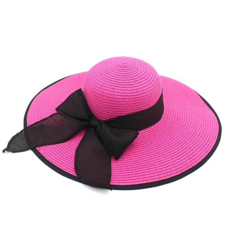 Sun Protection Straw Hats Summer Women Wide Brim Straw Panama Roll Up Hats Belt Buckle Fedora Beach Sun Hats