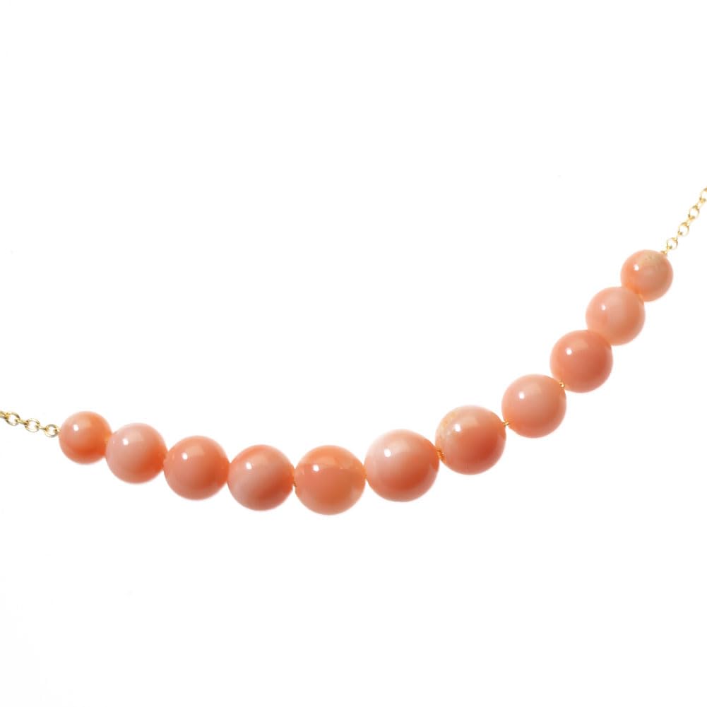Deep-sea coral, pink, round bead, through-necklace pendant, undyed.