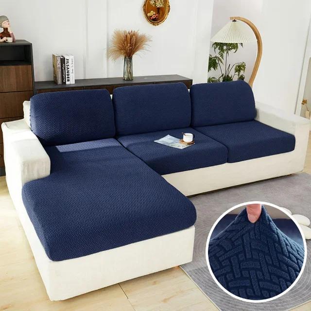 Elastic Sofa Cover for Living Room Jacquard Solid Sofa Seat Cover Grey Washable Seat Cushion Cover Furniture Protector Sectional