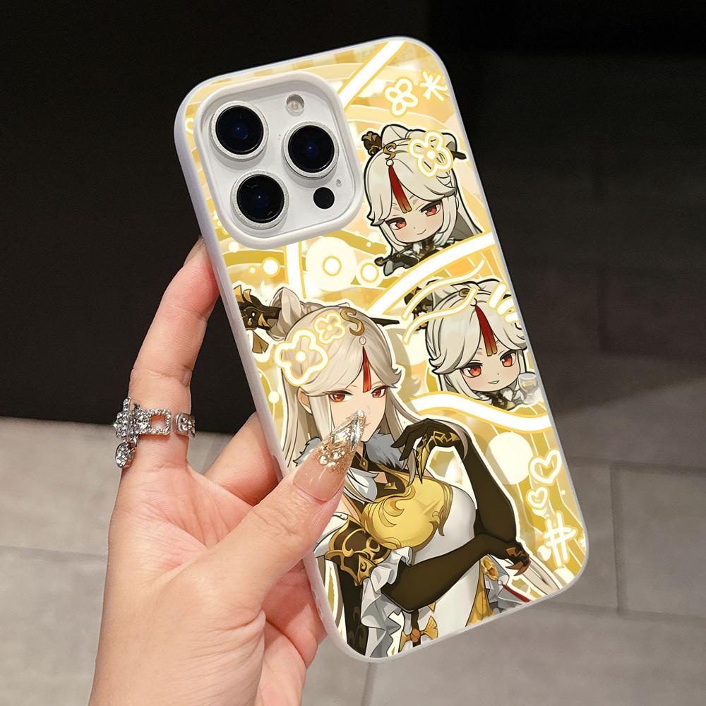Game GI Ningguang Jelly Double layer White Mobile Phone Case for iPhone 17 16 15 14 13 12 11 Air Pro Max Plus Protective
