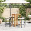 VidaXL 5 Pcs Garden Bar Set Black Solid Acacia Wood Rattan, Outdoor Bar Table and Chairs, Set of 3295270