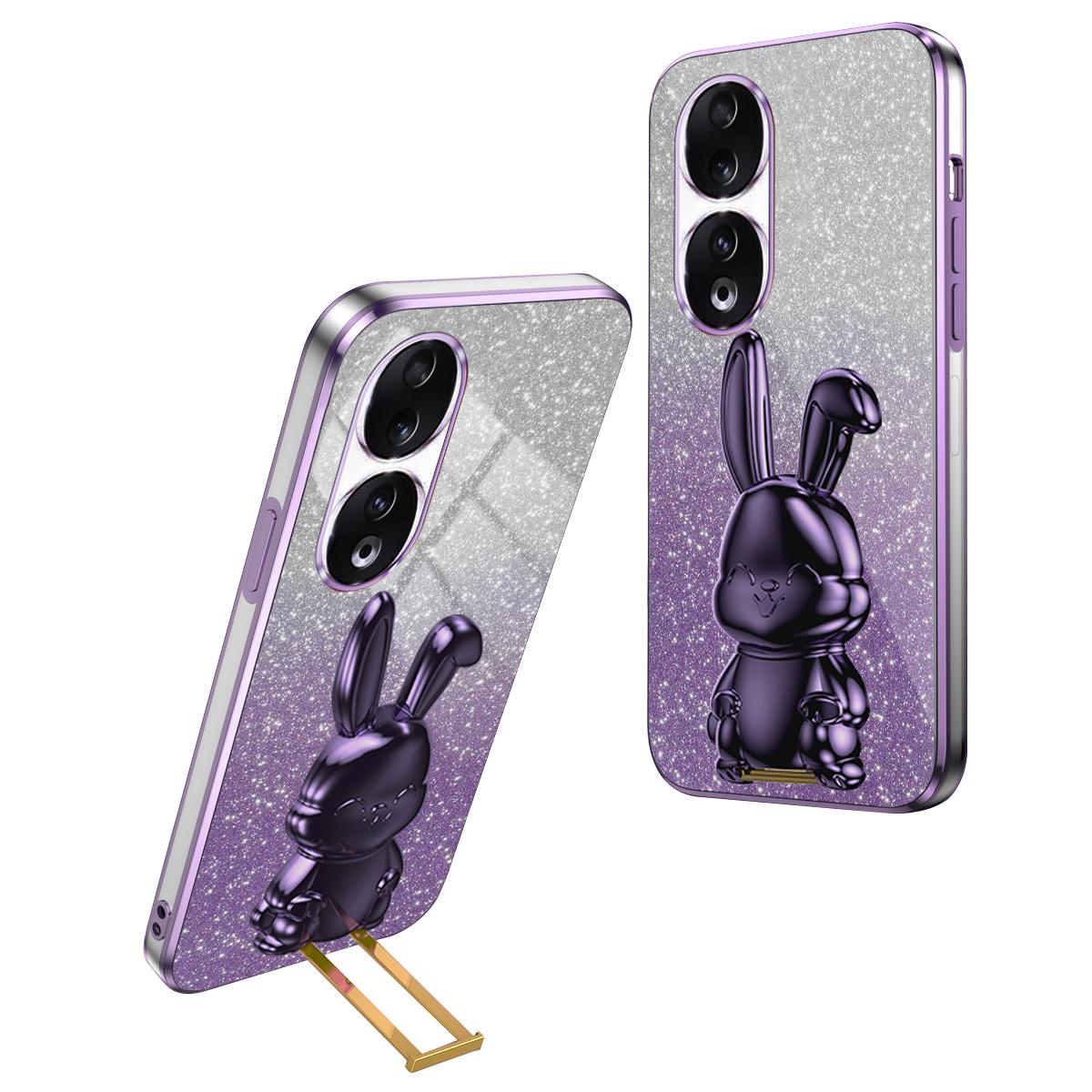 

For Honor 90 Kickstand Case Cute Rabbit Protective Phone Cover Purple