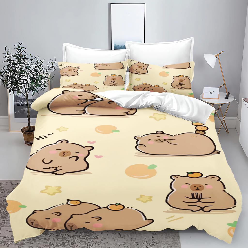New 3d Print Kawaii Animal Capybara Bedding Set Boys Girls Twin Queen Size Duvet Cover Pillowcase Bed Kids Adult Home Textiles