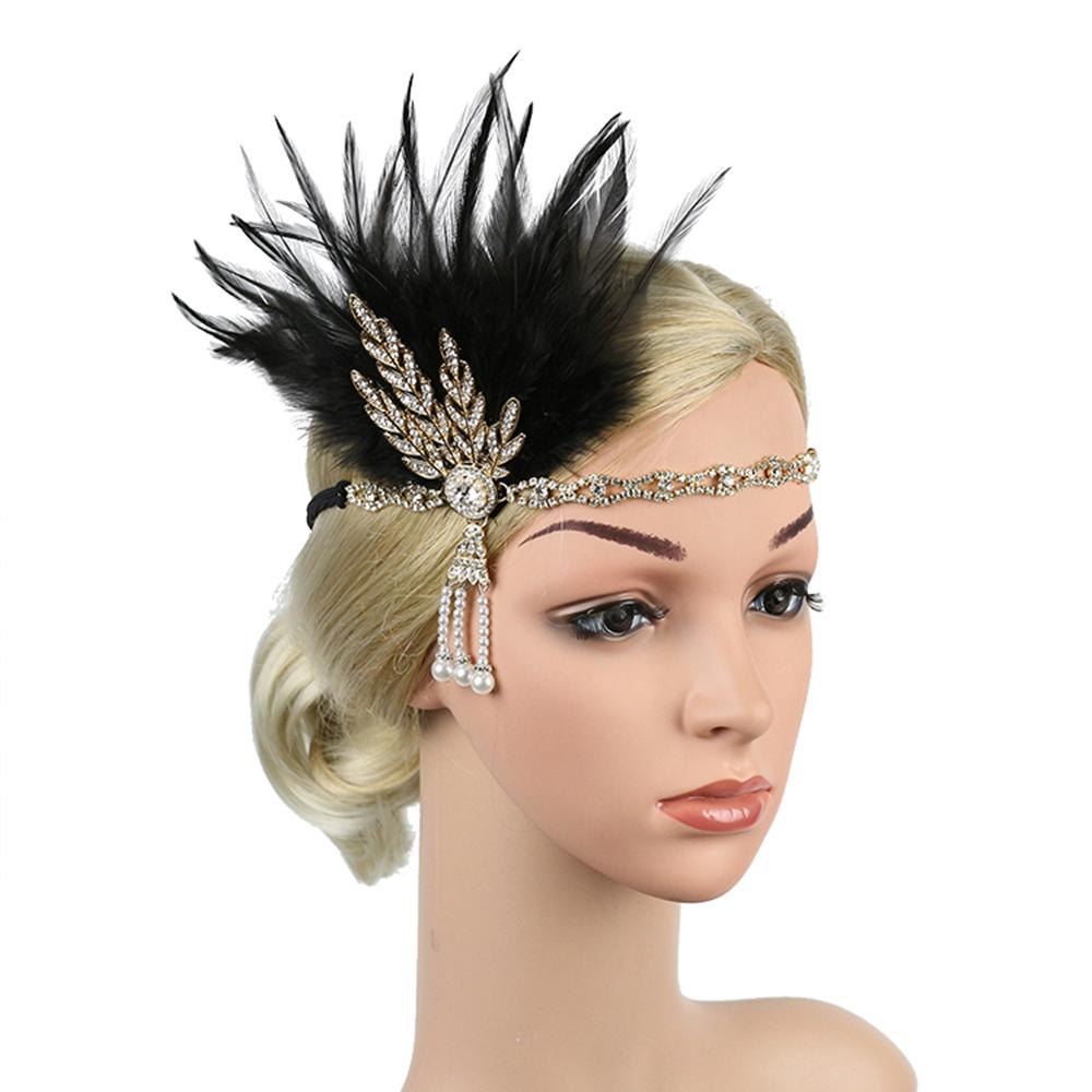 Handmade Wedding Headband Retro Rhinestone Pearl Hair Accessories for Halloween Costume Carnival