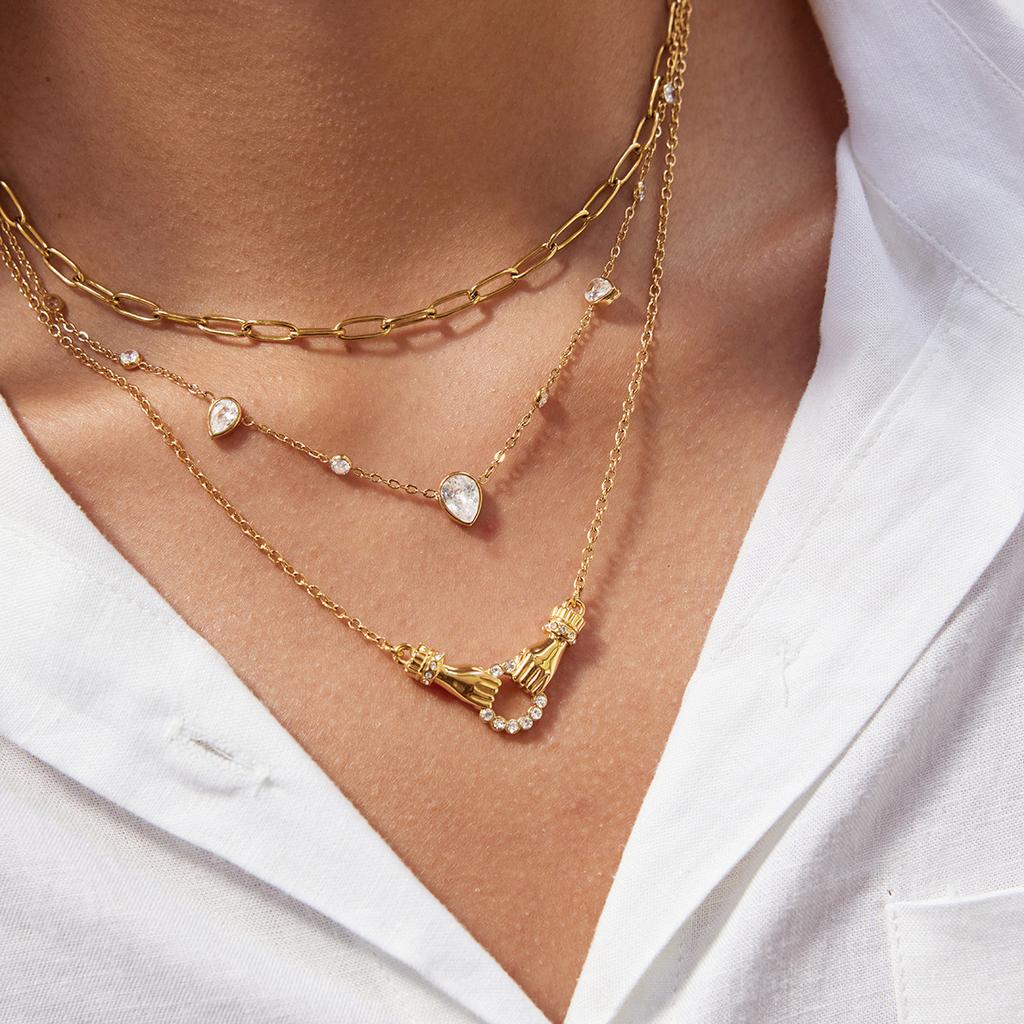 Light Luxury High-end Water Drop-shaped Zircon Necklace Accessories
