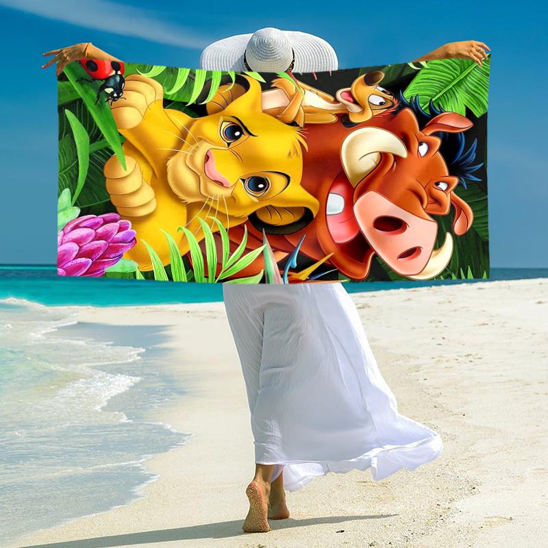1Pc Lion Adventure Beach Towel Microfiber Beach Towel Thin Absorbent For Beach Swimming Yoga Bath Sports 0917270
