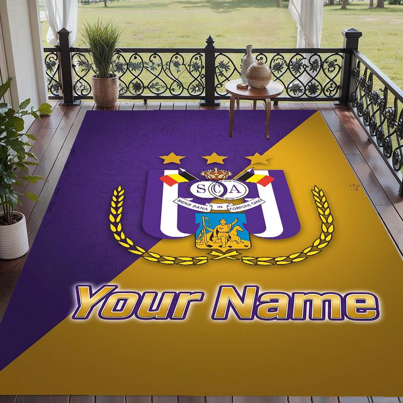 Custom Text Printed Rug Anderlecht FC Non Slip Floor Carpet For Home Room Decor