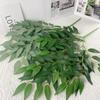 Direct Sales Simulation Green Plant Leaf Silk Screen Printing Single Branch Three-Pronged 16 Mesh Willow Leaf Home Ornament Decoration Shooting
