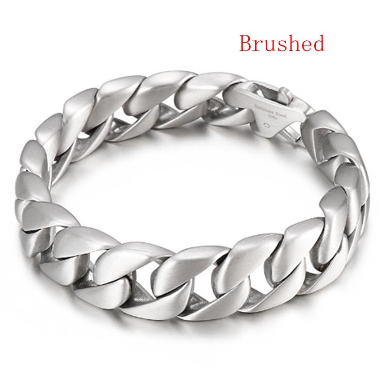 15MM Wide Simple Cuban Chain Bracelet For Men Hip Hop Polished Charms Accessories Golden Trendy Jewelry Boys Girls Party Gifts