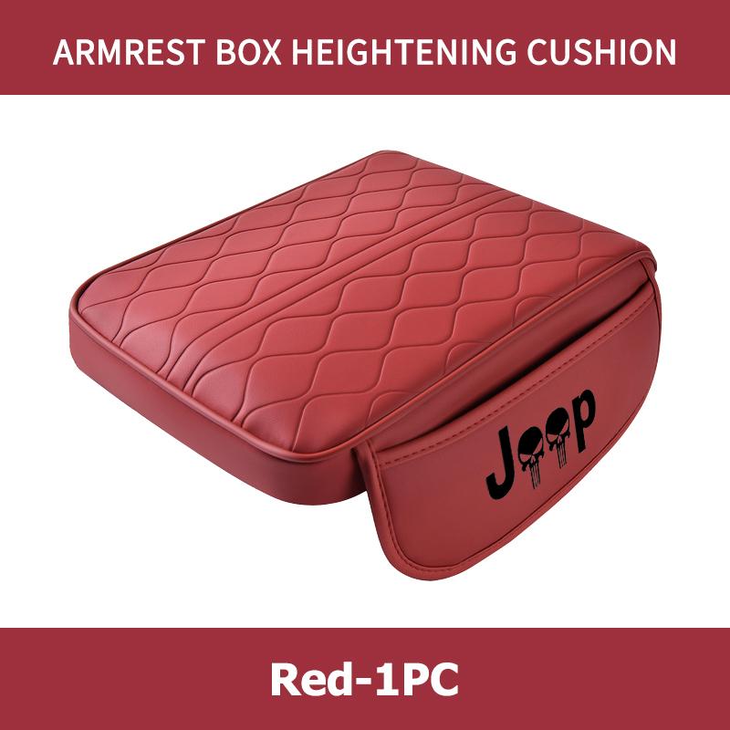 Leather Car Armrest Mat Height Support Pad Storage Accessories For Jeep Grand Cherokee Wrangler JK Renegade Gladiator Compass
