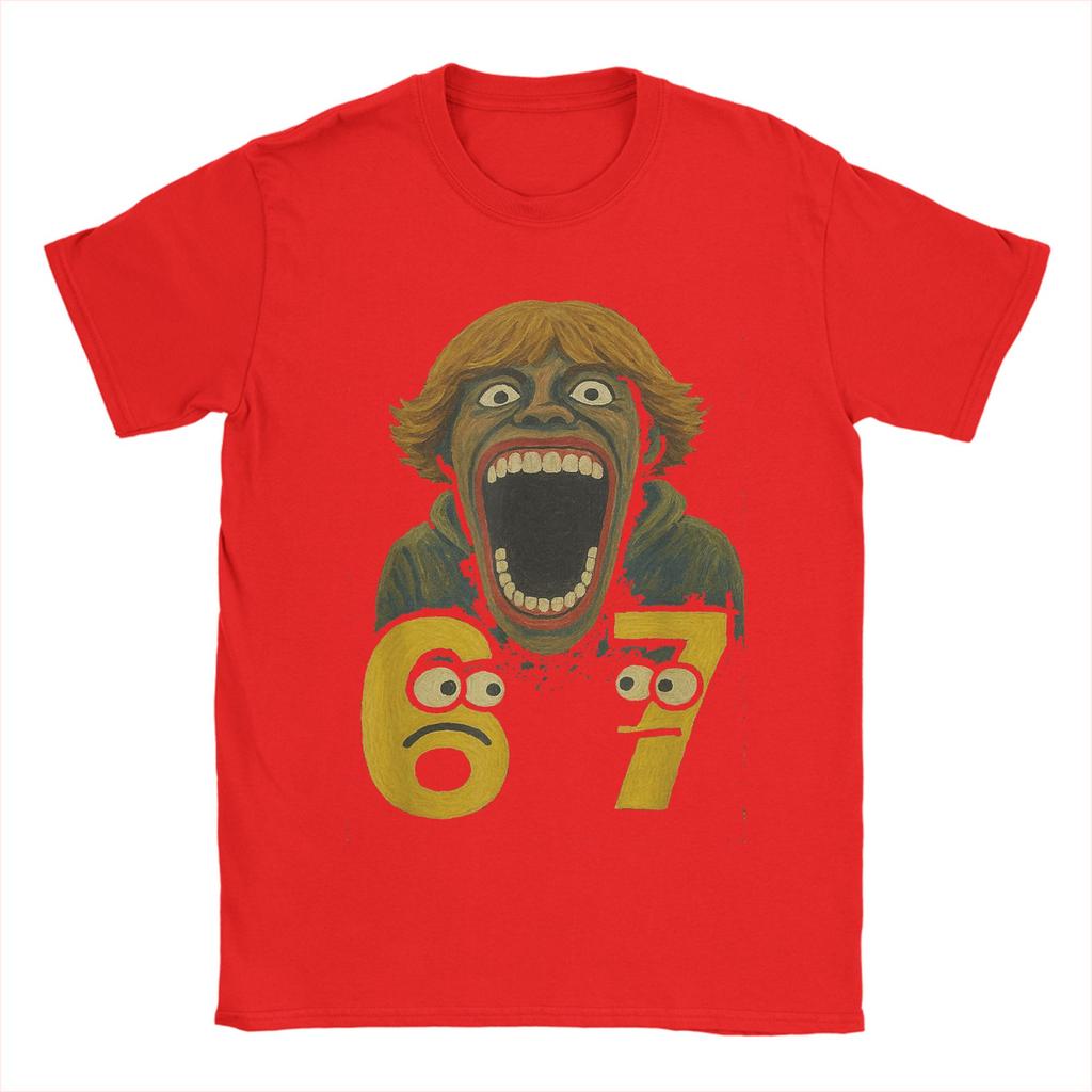 Awesome 67 Six Seven 6 7 Meme Funny T-Shirt Men Round Collar T Shirt Gen-Alpha Slang Short Sleeve Tees Graphic Printed Clothing