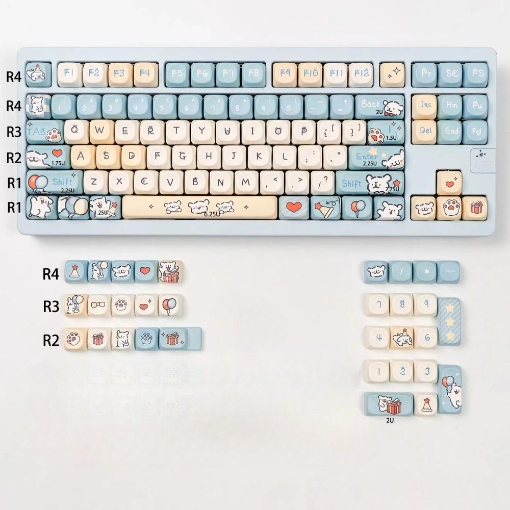 125 Key Line Puppy Keycap Set PBT Cute Type MOA Keycap Compatible MX Switch Wooting Mechanical Keyboard