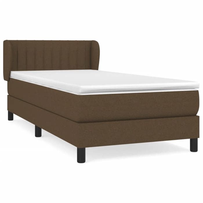 3126368 vidaXL Lit à sommier tapissier avec matelas Marron foncé 90x190 cm