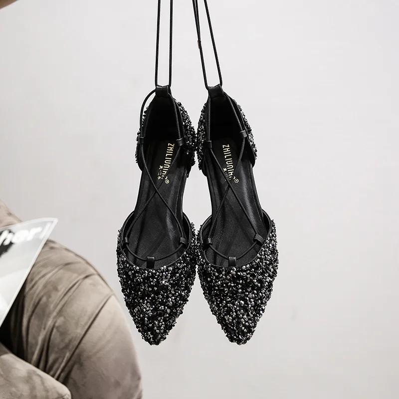 

Fashion Shoes for Women Designer Luxury Elegant Comfortable 2025 Women s Shoes Adult Fashion Sexy Cross-tied Wedding Ladies Shoes 33 чёрный