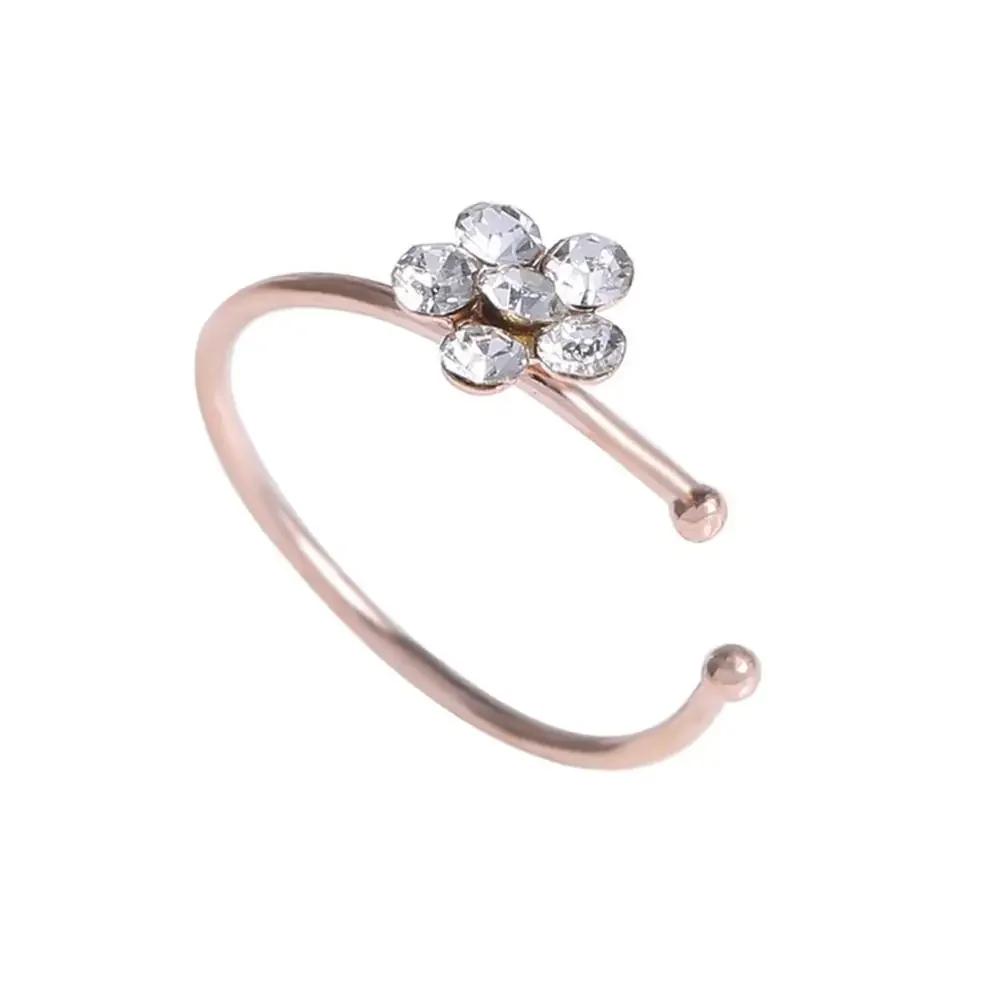 1pc Non Piercing Flower Clip Nose Ring Fake Hoop Earring Stainless Steel Ear Cuff Without Holes Body Jewelry