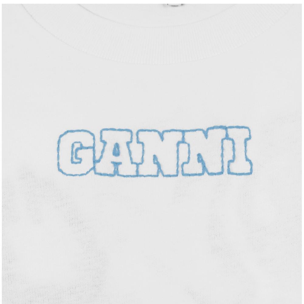 Ganni T3999 151 Future Logotryck Dam Långärmad T-shirt