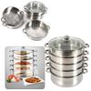 Vegetable And Rice Steamer, Stainless Steel 5 Tier Steamer Momo Maker Modak Pasta, Salad Steamer with Lid for Induction Cookers