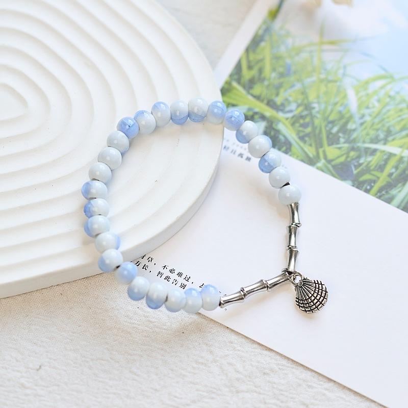 Original Design New Chinese Jingdezhen Ceramic Bracelet Student Literary Bamboo Arrival Porcelain Bead Bracelet Female Wholesale