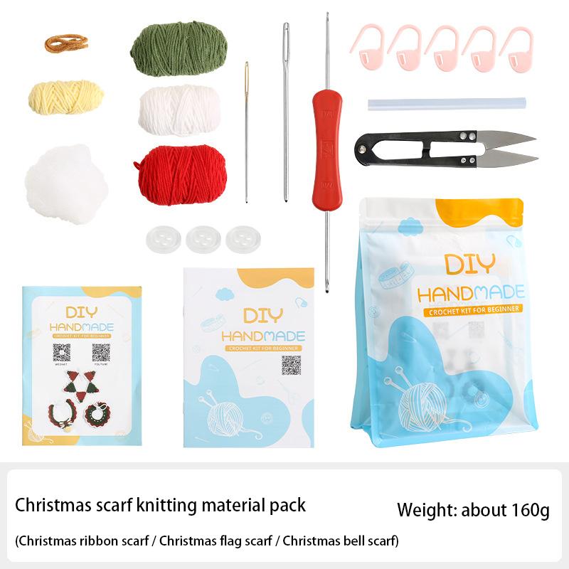 

Christmas pet scarf hanging ornament; handmade DIY woolen decoration scarf for cats; cute dog crochet saliva towel