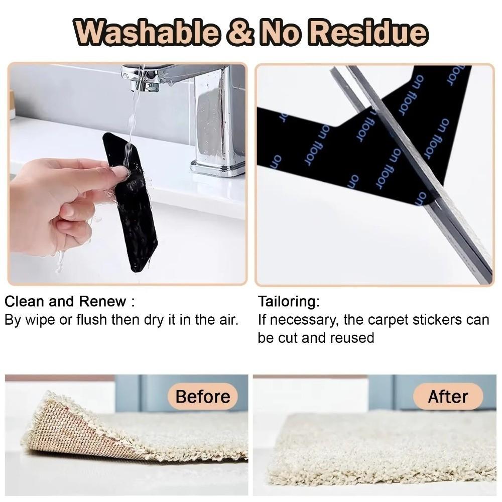 4Pcs Traceless Rug Corner Gripper Strong Adhesive Self Adhesive Rug Stickers Mat Fastener  Carpet