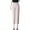 Women's Summer Elastic Waist Cropped Pants - Cool, Comfortable, Imitation Silk for Middle-Aged and Elderly