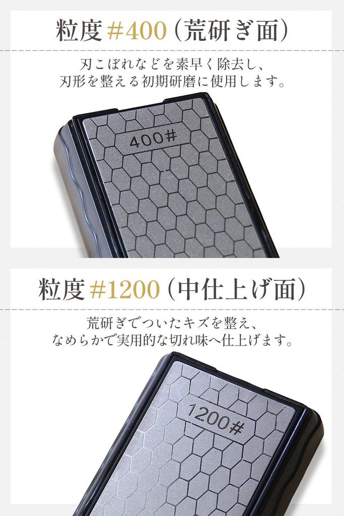 Minaori Kitchen Double-Sided Diamond Sharpening Stone with Clip [Certified by Chefs] Sharpening Stone, Knife Sharpener #400 #1200