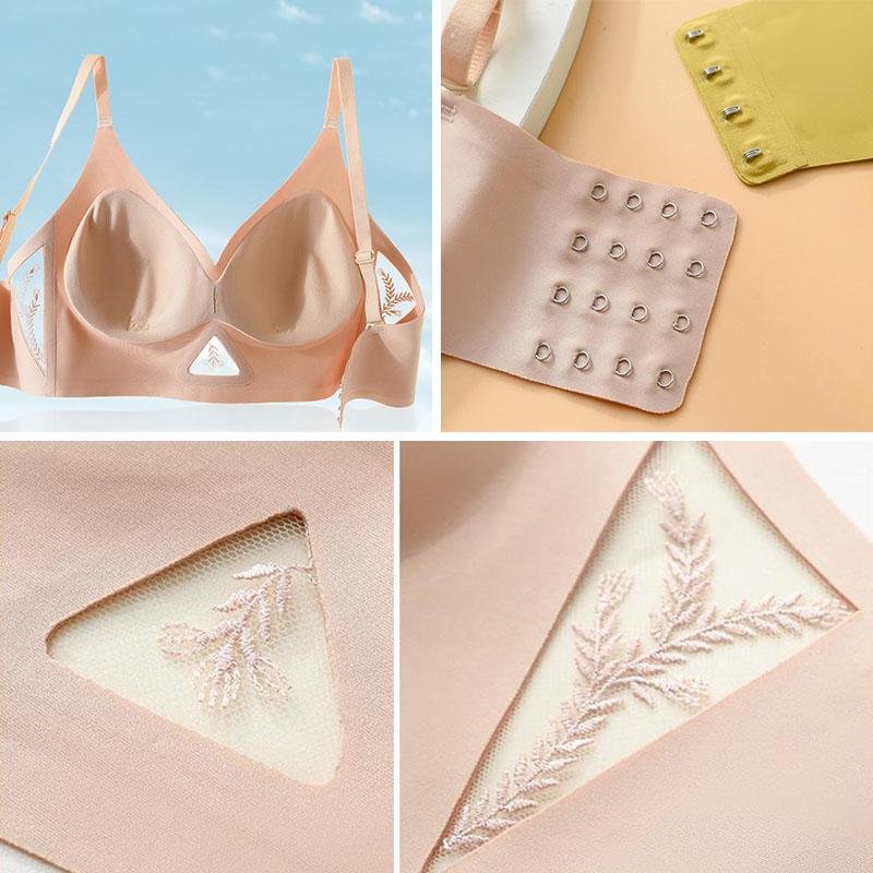 Seamless Bra Women's Sports Underwear Women's Non-steel Band Adhesive Bra Hollow Out Solid Color Large Sexy Bra