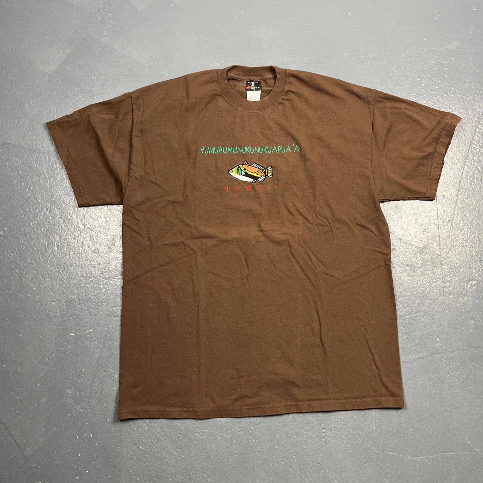 

Vintage Y2K Humuhumunukunukuapua’a Hawaii Shirt XL Brown VTG Beach 3XL