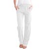 Women Wide Leg Trousers Loose Drawstring Casual Pants Solid Colour Cotton Linen Spring Summer