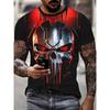 Marvel Punisher Men's T-Shirt Graphic Tee Funny Slogan Letter Round Neck 3D Print Superhero T Shirt