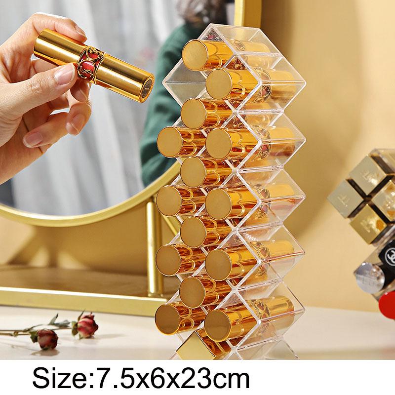 Lipstick Storage Box Desktop Transparent Lip Gloss Storage Box Display Rack Minimalist Lipstick Rack 16-grid