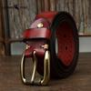 New Retro Fashion Personality Trend All-match Hollow First Layer Cowhide Pin Buckle Belt Men's Leather Jeans Belt