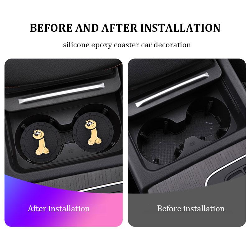 2pcs 7.2CM Cute Car Water Cup Bottle Holder Car Coaster Covers Anti-slip Pad Mat Silica Gel Sticker Auto Interior Accessories
