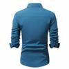 Men's Dress Shirt Long Sleeve Casual Button Down Shirts Regular Fit Inner Contrast Shirt for Business Party