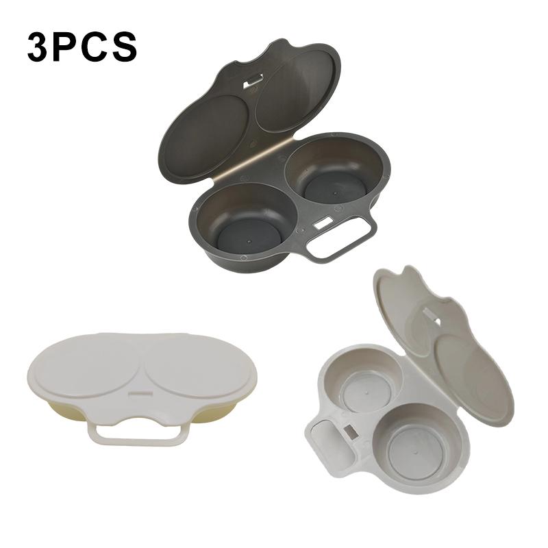 Microwave Dual Cavity Microwave Egg Poacher With Lid Handle Steamer Plastic Fryer Egg Boiler Egg Steaming Mold Kitchen Fried Egg 6