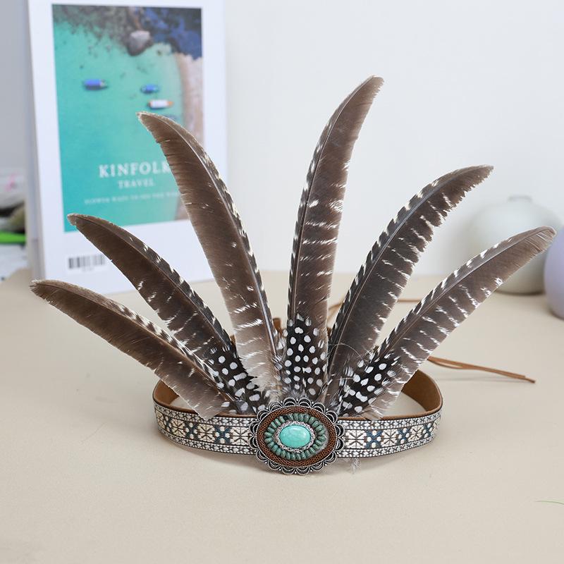 Indian Feather Headdress - Chief Hair Ornament for Children & Adults, Festival Performance Props