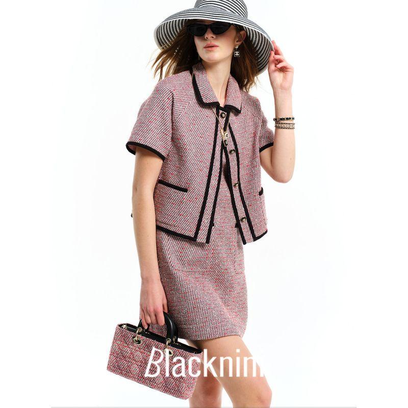 Blacknini "Berry Sets" Italian Gradient Yarn Tweed Classic Style Coat Dress/Vest Pants