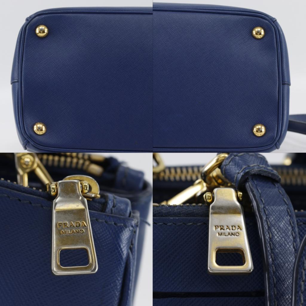 PRADA Galleria Tote Bag 2WAYShoulder Blue Safiano Women Used