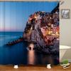 Beautiful Natural Scenery City Town Shower Curtains Bathroom Waterproof Polyester Fabric Bath Curtain Landscape Decor Curtains