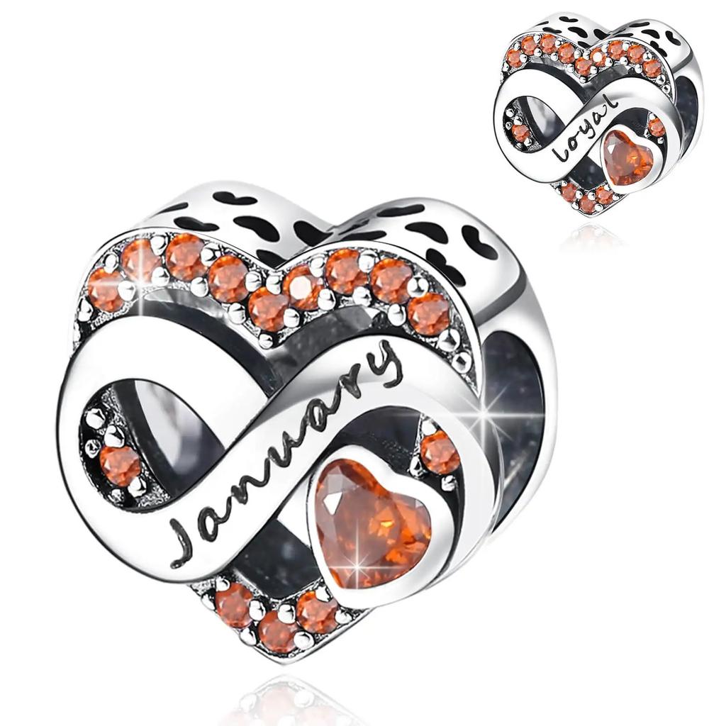 Copper 1-12 Month Love Series Birthday Charms Bead Fit Original Bracelet For Women Diy Bead For Matching Jewelry Making Gift