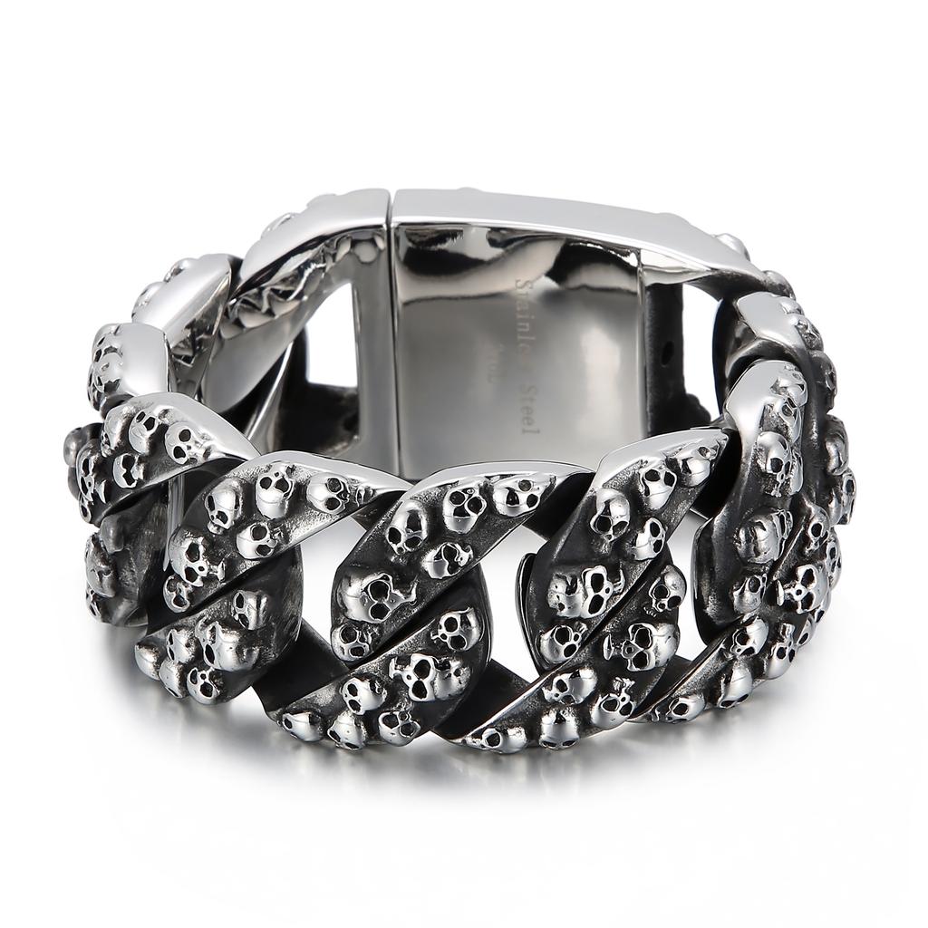 Kalen Gothic 32mm Wide Bracelet for Men Punk Domineering Skull Accessory Heavy Duty Chain Charms Jewelry Gifts