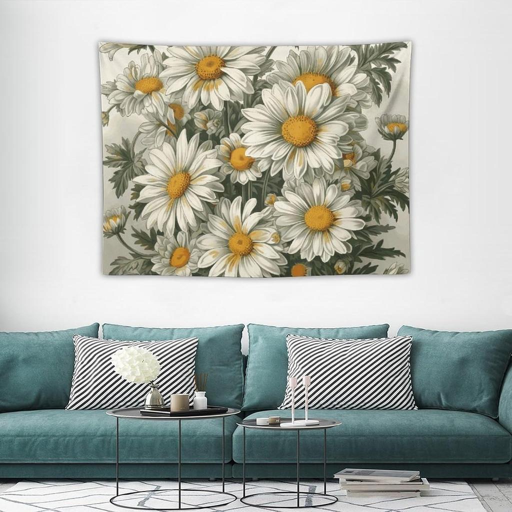 1pc Watercolor Daisy Tapestry Wall Hanging - Polyester Fabric, Machine Washable, Great for Bedroom Dorm Living Room Decoration