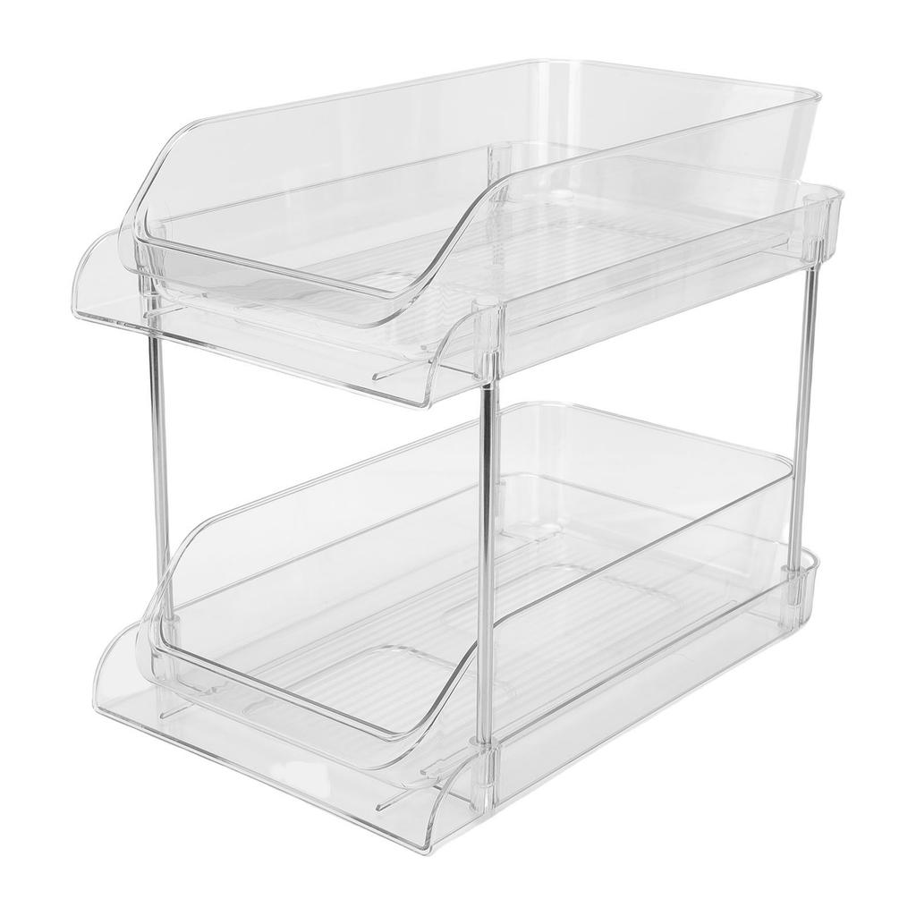 Under Sink Pull Out Organizer Multi Purpose Stackable Transparent Space Saving PET Under Sink Storage Shelf for